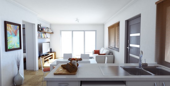 Edward Street Kitchen & Living Room 3D Interior Rendering | Virtual Tour