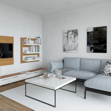 Fitzroy Street Living Room 3D Interior Rendering | Virtual Tour