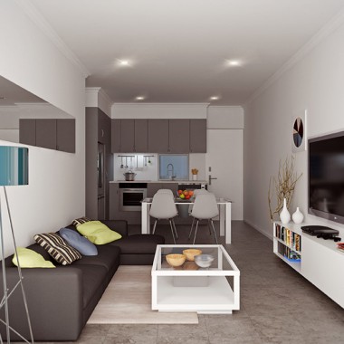 122 Edward Street Apartment Living Room 3D Interior Rendering #2 | Virtual Tour